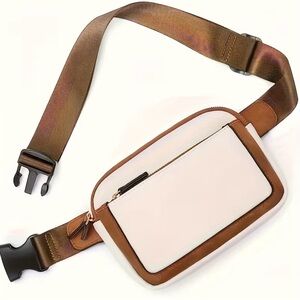 NWOT Stylish Brown and White Crossbody Belt Bag